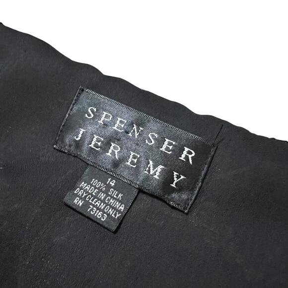 VTG 90s Spenser Jeremy Black & Brown Paisley Patchwork Silk Bell Sleeve Top 14/L - Picture 8 of 8